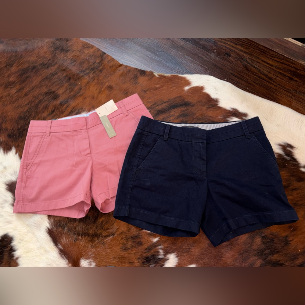 J.Crew Women's Pink and Navy chino Shorts size 4